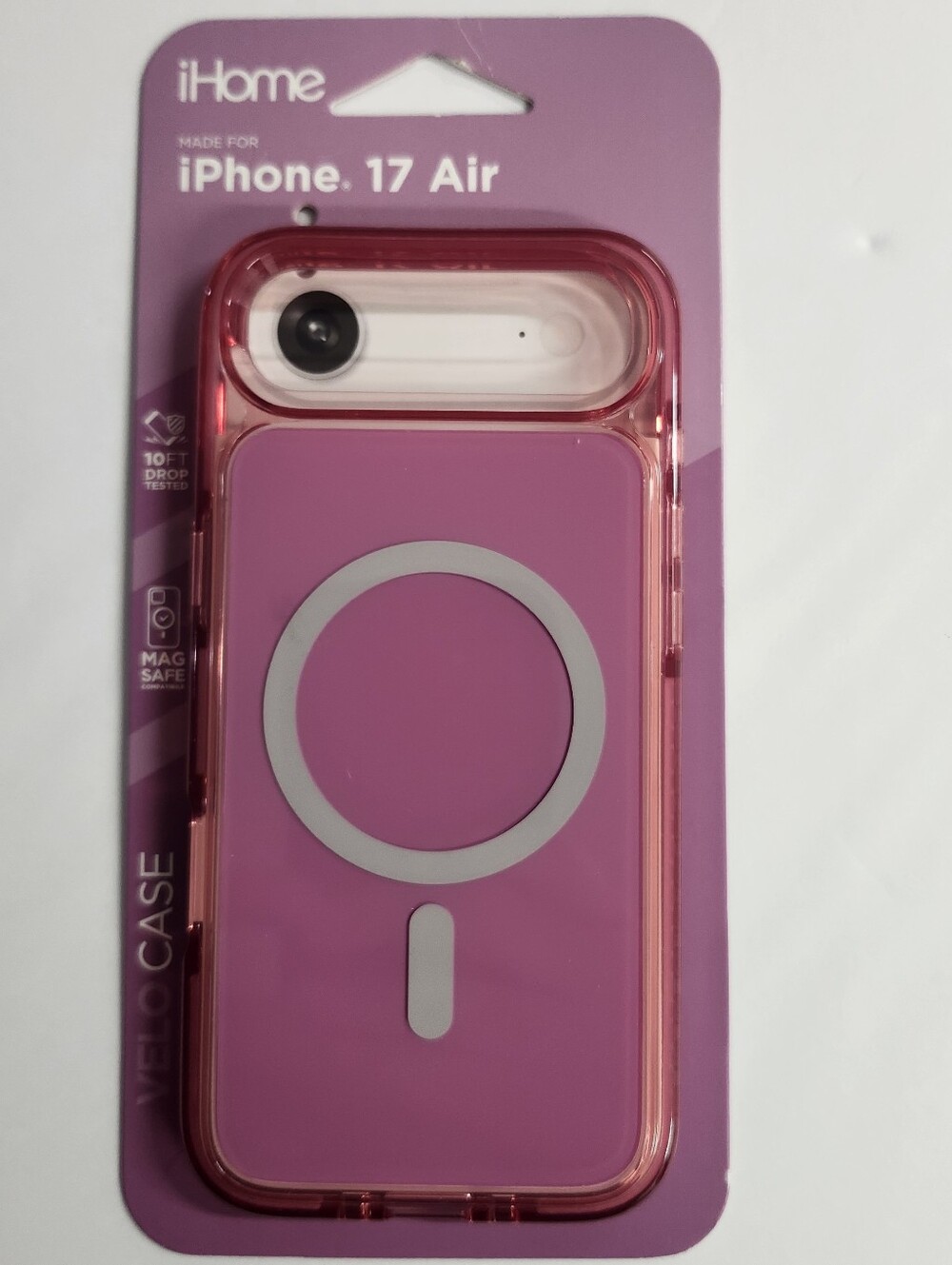 iHome Magsafe Velo Case for iPhone 17 Air, Shockproof, MagSafe Compatible, Pink